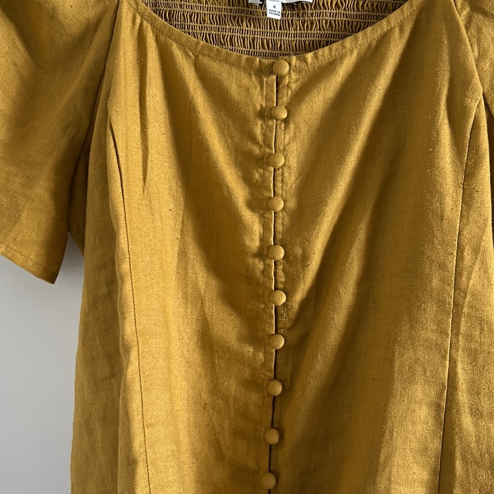 Madewell Button Front Smocked Back Top - Size 4 -… - image 5